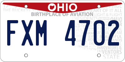 OH license plate FXM4702