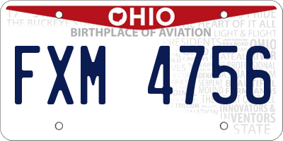 OH license plate FXM4756
