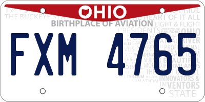 OH license plate FXM4765