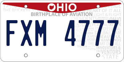 OH license plate FXM4777
