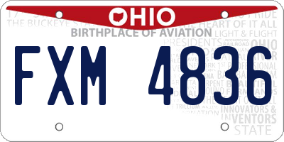 OH license plate FXM4836