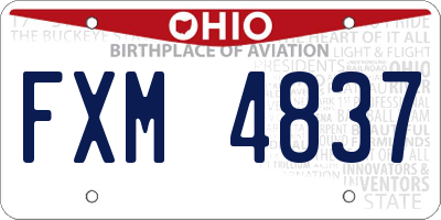 OH license plate FXM4837