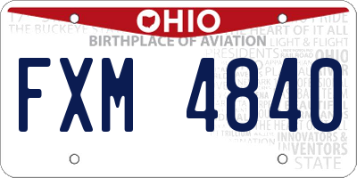 OH license plate FXM4840