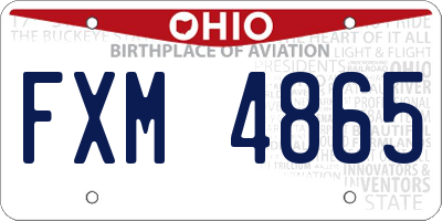 OH license plate FXM4865