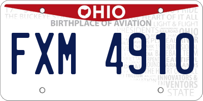 OH license plate FXM4910