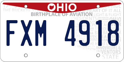 OH license plate FXM4918