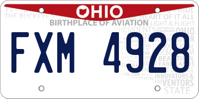 OH license plate FXM4928
