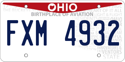 OH license plate FXM4932