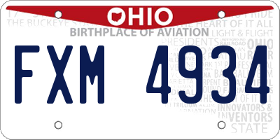 OH license plate FXM4934