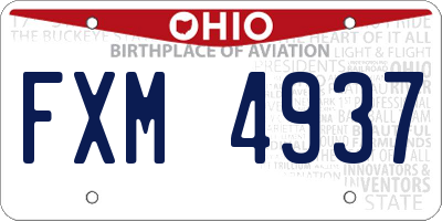 OH license plate FXM4937