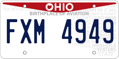 OH license plate FXM4949