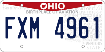 OH license plate FXM4961