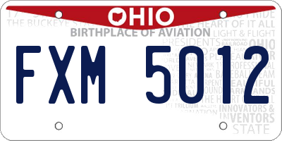 OH license plate FXM5012