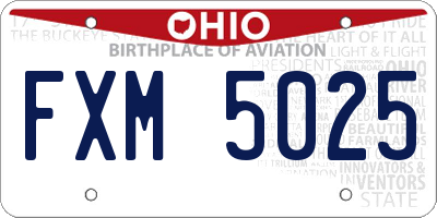 OH license plate FXM5025