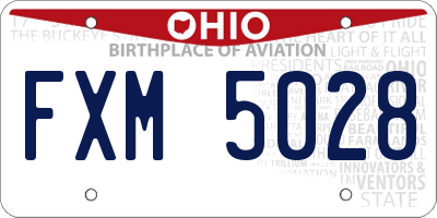 OH license plate FXM5028
