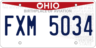 OH license plate FXM5034