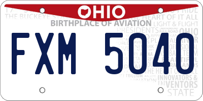 OH license plate FXM5040