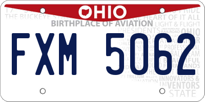 OH license plate FXM5062