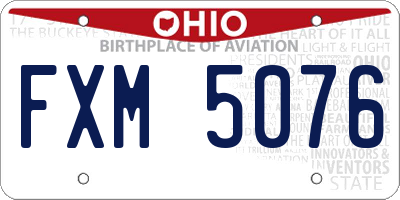 OH license plate FXM5076