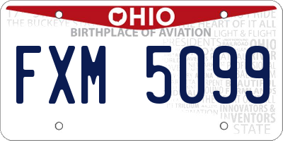 OH license plate FXM5099