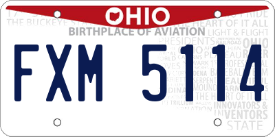 OH license plate FXM5114