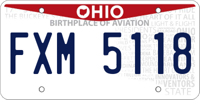 OH license plate FXM5118