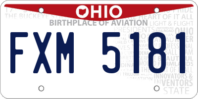 OH license plate FXM5181