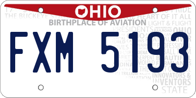 OH license plate FXM5193