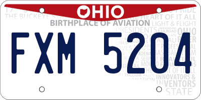 OH license plate FXM5204