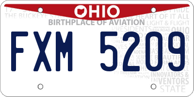 OH license plate FXM5209