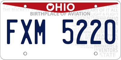 OH license plate FXM5220
