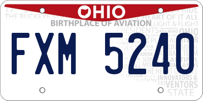 OH license plate FXM5240