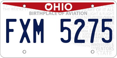 OH license plate FXM5275