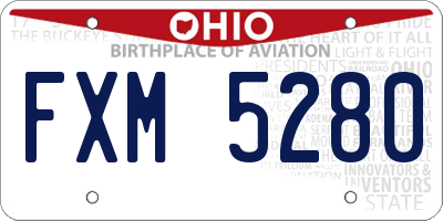 OH license plate FXM5280