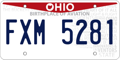 OH license plate FXM5281