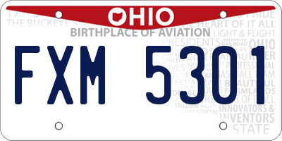 OH license plate FXM5301