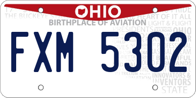 OH license plate FXM5302