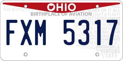 OH license plate FXM5317