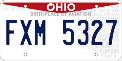 OH license plate FXM5327