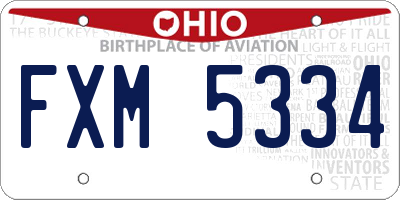 OH license plate FXM5334
