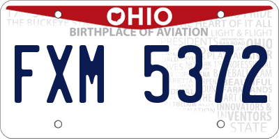 OH license plate FXM5372
