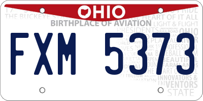 OH license plate FXM5373