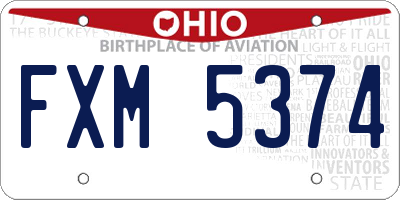 OH license plate FXM5374