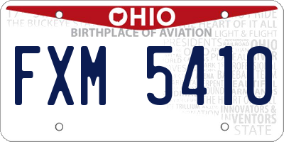 OH license plate FXM5410