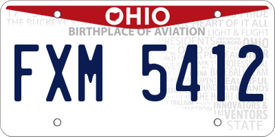 OH license plate FXM5412