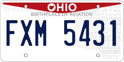OH license plate FXM5431