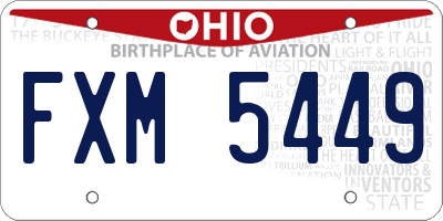 OH license plate FXM5449