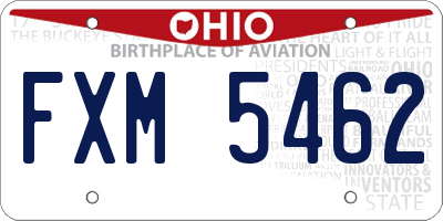 OH license plate FXM5462