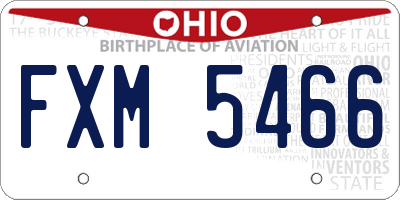 OH license plate FXM5466
