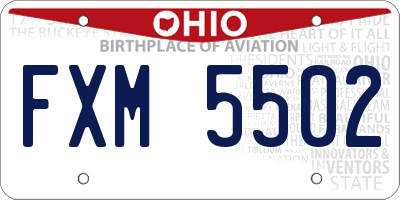 OH license plate FXM5502